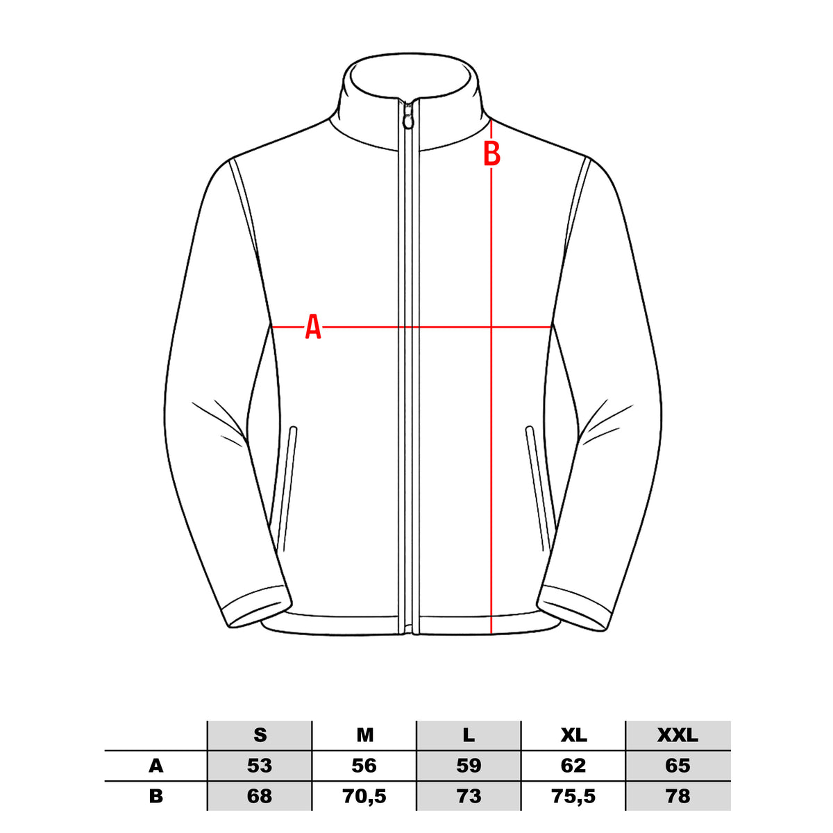 SizeSketch for Patch Fleecejacke - Schwarz